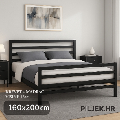 Picture of METALNI BRAČNI KREVET BP-MK9 + MADRAC 18cm (160x200cm) 